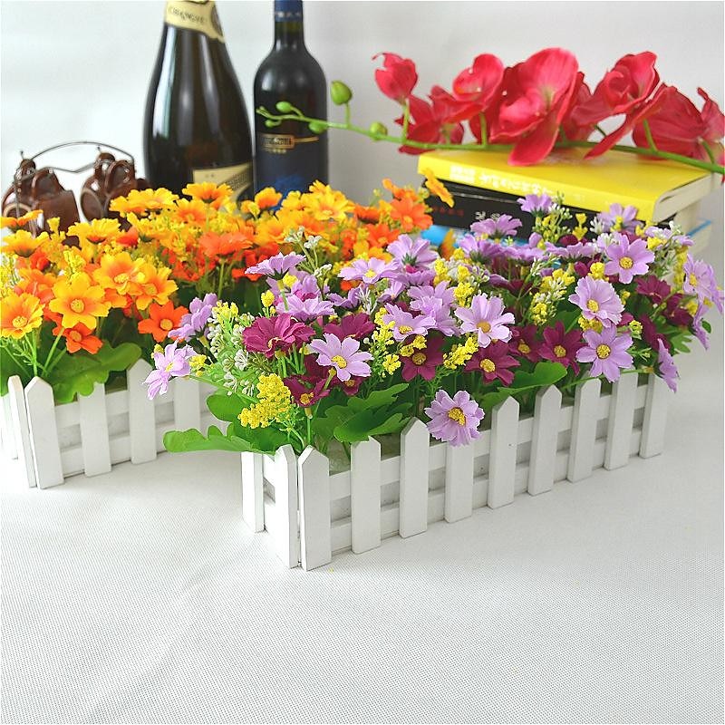 Künstliche Blumenpflanzen – gemischte Farbgänseblümchen im Lattenzauntopf für Innenbüro, Hochzeit, Heimdekoration, künstliche Blumen für Hochzeit, Bogen, Garten, Wand, Heimparty, Hotel, Büro, 2025 - $13.99 –P11