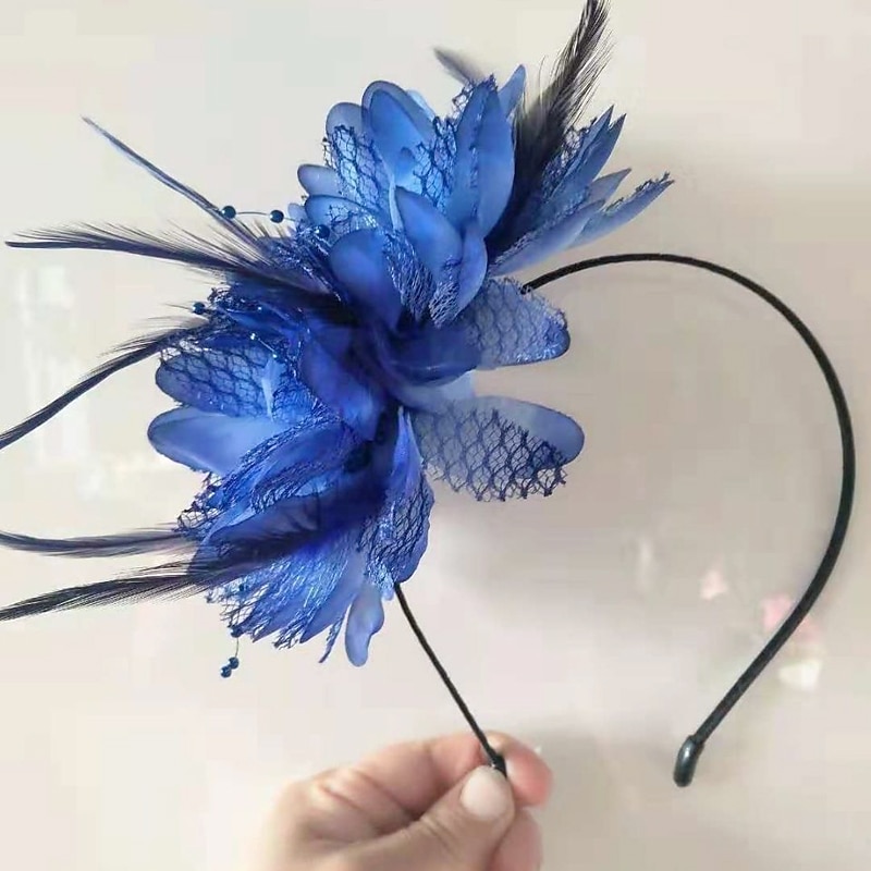 fascinators håndlaget kentucky derbyhatt brudehodeplagg fjærhodeplagg barnesceneforestilling fjærhodeplagg hårbøyle 2025 - $6.99 –P3