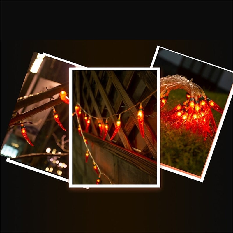 5/6.5/7m lumini solare pentru gradina ardei iute in aer liber lumini snur de ardei iute roșu-impermeabil led bucătărie lumini decorative de Crăciun pentru grădină gazon curte curte petrecere decor 2025 - $14.99 –P8