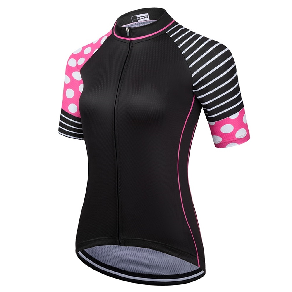 Pentru femei Jersey de ciclism Buline Dungi Manșon scurt Bicicletă Topuri cu 3 buzunare spate Ciclism montan Ciclism stradal Uscare rapidă Dungi reflectorizante Înapoi de buzunar Confortabil la 2026 - $30.99 –P9