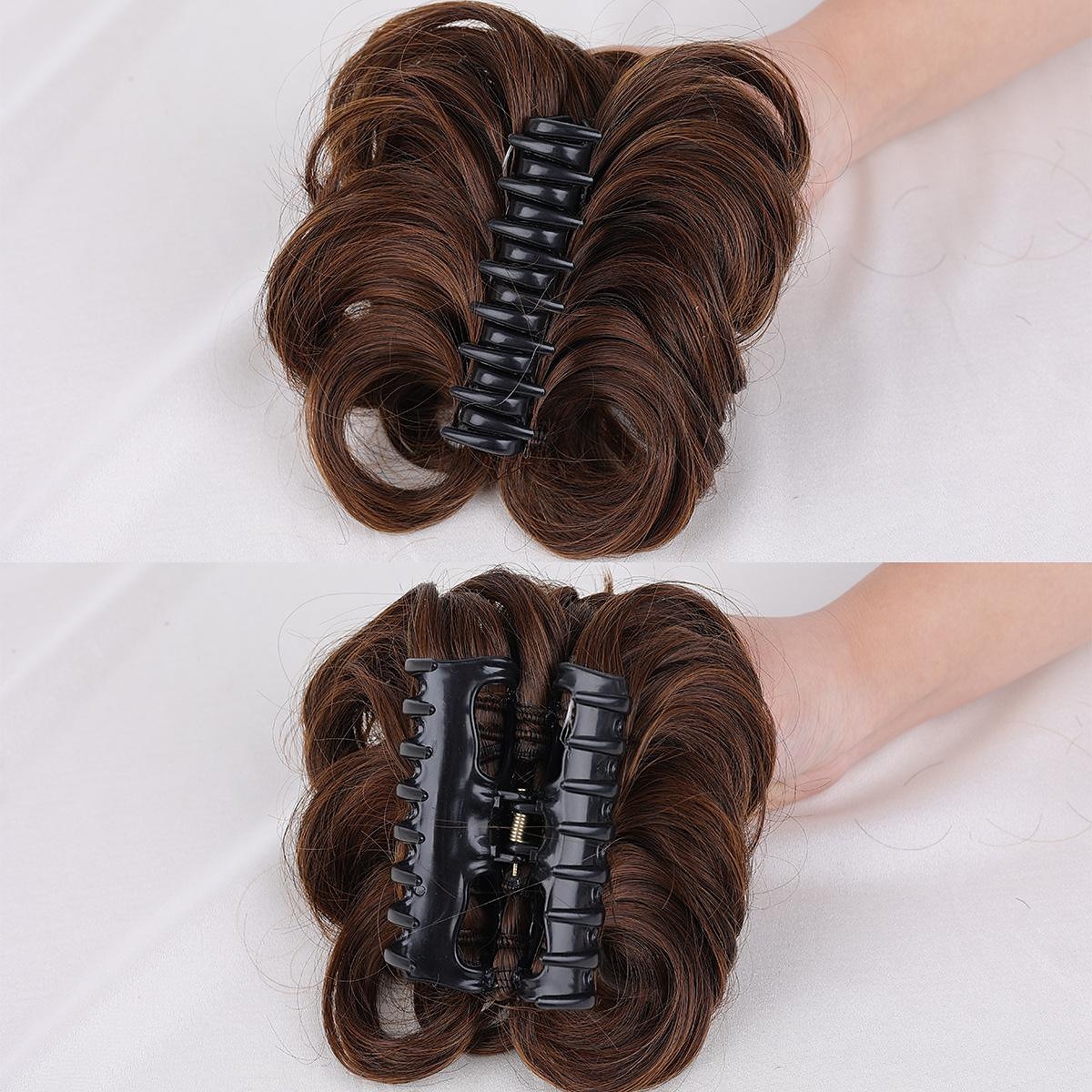 wig hair ring female grab clip hair bag ball head coil hair pull flower short curly hair clip-type flower bud head fluffy big hair ring 2025 - $7.49 –P1