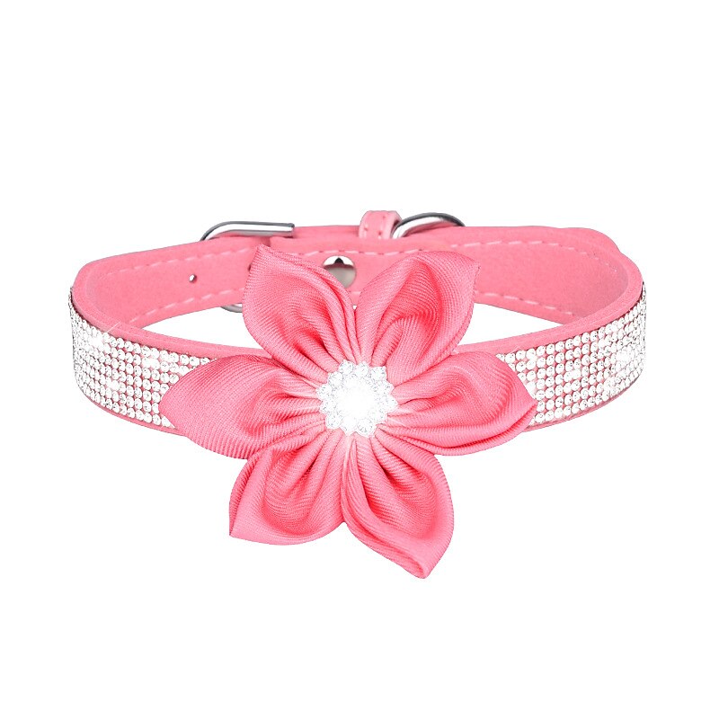 coleira de cachorro de strass coleira de cachorro rotulação placa de identificação coleira de cachorro anti-perdida flor removível cachecol de gato de 2025 por $18.49 –P1