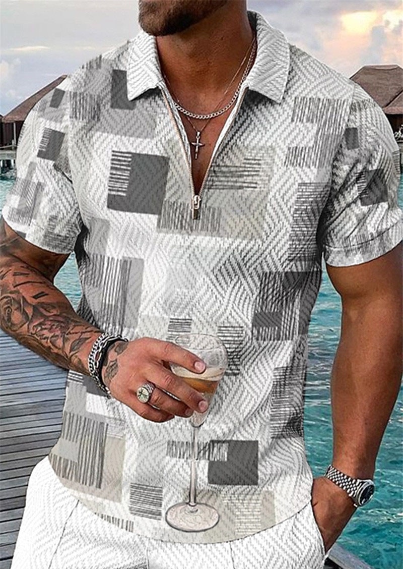 Kentucky-derby Voor heren Ruitjes Hawaiiaanse poloshirts Golfshirt Korte mouw Poloshirt Overhemden met kraag Casual Strand Kleding Vakantiekleding Feestoutfits 3D-afdrukken Polo met kwartrits Wit 2025 - $22.99 –P4