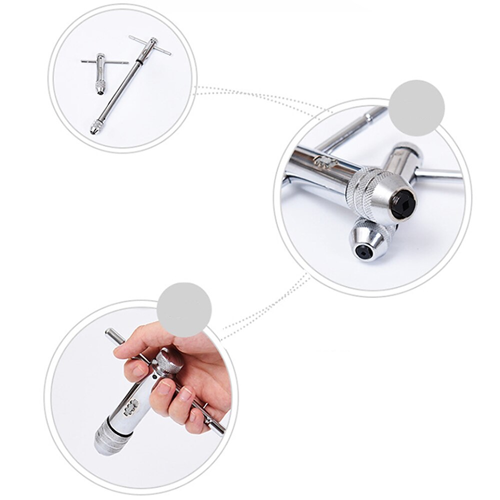 silber t-griff ratsche gewindebohrer halter schlüssel m5-m12 maschinengewinde metrischer stecker t-förmiger gewindebohrer 2025 - $16.99 –P6