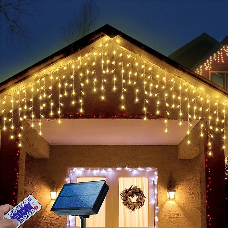 led jégcsap lámpák 3/5m 256 led tündérfüzér lámpa kültéri napelemes függöny lámpák ablakhoz karácsonyi parti kerti udvar ünnepi dekor világítás távirányítóval 2025 - $47.99 –P1