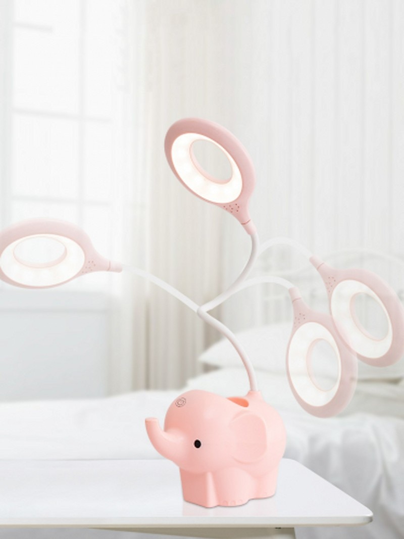 kreativ søt kjæledyr elefant dyr led skrivebordslampe usb ladeplugg plug-in dual-use 3-farger dimbart læringstilbehør lys søt nattbordslampe lærebordslampe nattlys 2025 - $17.49 –P6