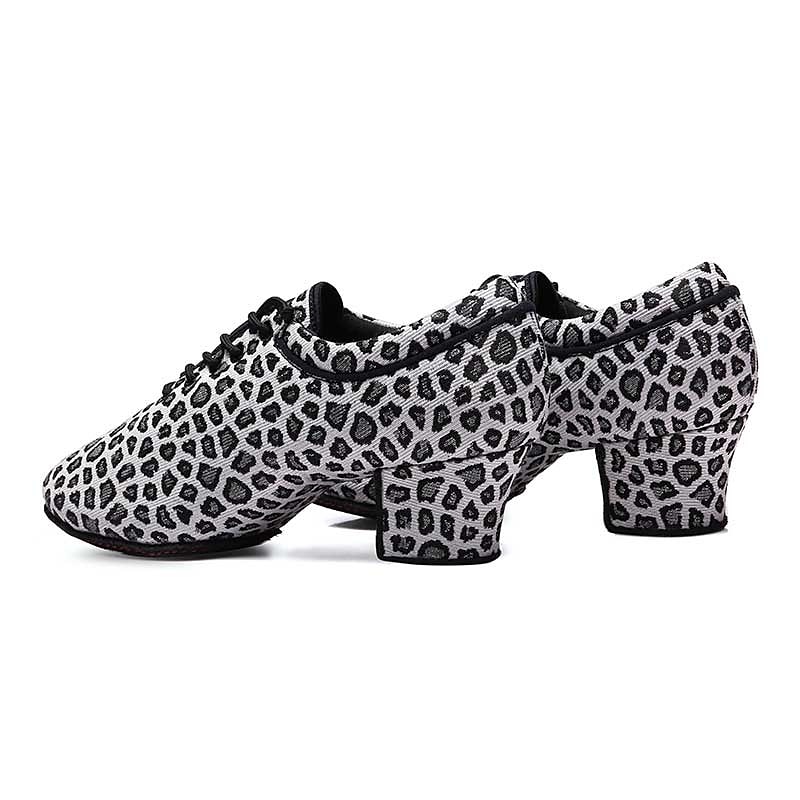Women's Leopard Print Latin Dance Shoes – Lace-Up Low Heel Ballroom Practice Shoes with Suede Sole for Salsa, Tango & Performance 2025 - $42.99 –P6