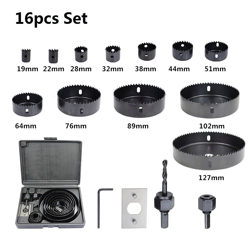 3-18Pcs Woodworking Hole Saw Set Drill Bit Carbon Steel 19-127mm Hole Cutter Set For Plasterboard Ceiling Wood Hole Saw Kit 2026 - $9.99 –P14
