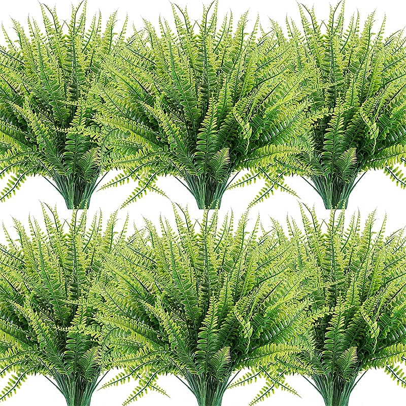Felci artificiali per la casa all'aperto 5 pezzi piante artificiali da esterno felce finta felce finta Boston verde pianta in plastica resistente ai raggi UV decorazione di nozze del 2025 a $12.49 –P4