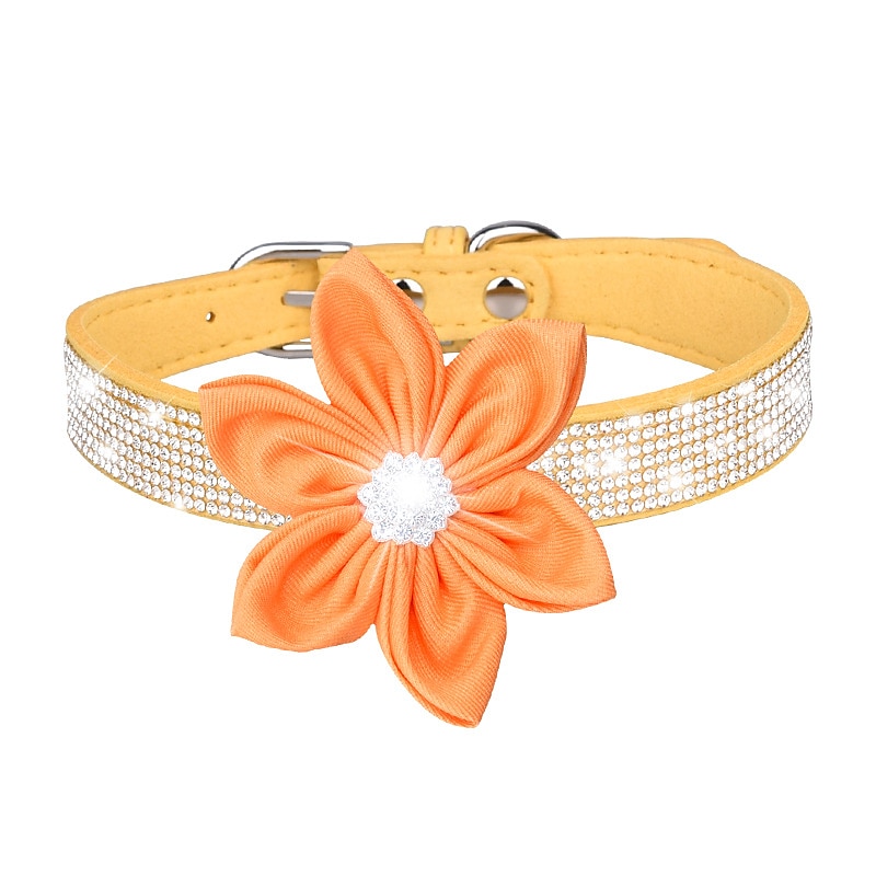 coleira de cachorro de strass coleira de cachorro rotulação placa de identificação coleira de cachorro anti-perdida flor removível cachecol de gato de 2025 por $18.49 –P6