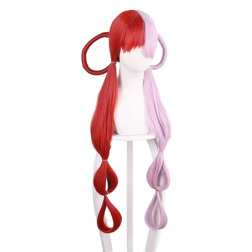 Uta cosplay perruque moitié rouge et violet couvre-chef tiges fille perruques une pièce femme fille anime accessoires de 2025 ? $32.99 –P1