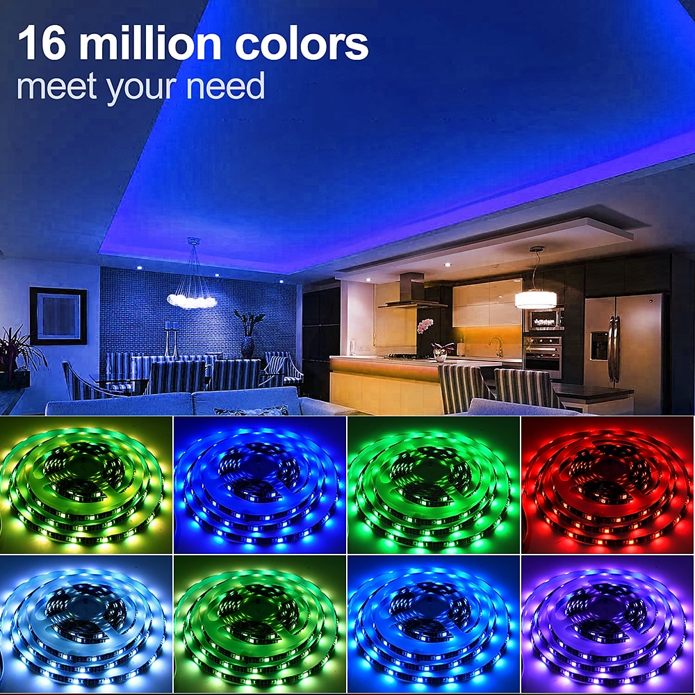 2025年 5 メートル 16.4 フィート スマート テレビ led バックライト ストリップ ライト usb rgb アプリ bluetooth コントロール音楽同期色変更 smd 5050 pc モニター ゲーム ルーム 5 v  コレクション – $13.99 –P6