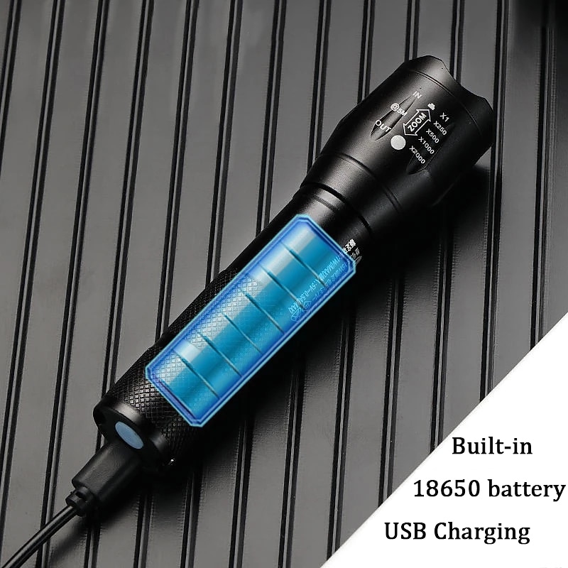 LED Tactical Flashlight T6 Super Bright Portable Torch Aluminum Alloy USB Rechargeable Outdoor Camping Tactical Flash Light 2026 - $14.49 –P12