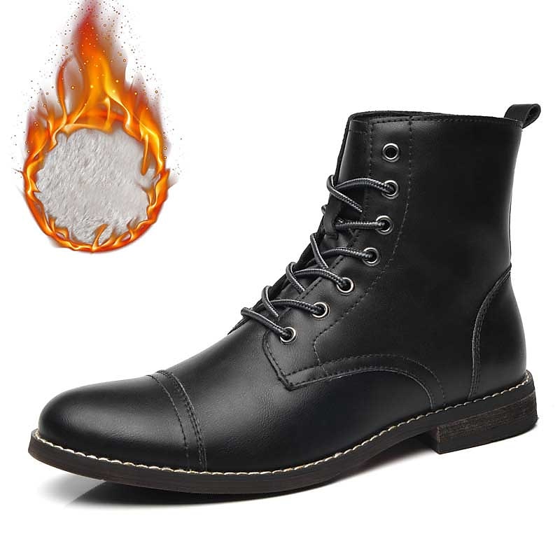 bottines à lacets marron pour hommes – similicuir avec doublure en peluche chaude et semelle antidérapante durable, idéales pour les tenues décontractées d'hiver de 2025 ? $59.99 –P9