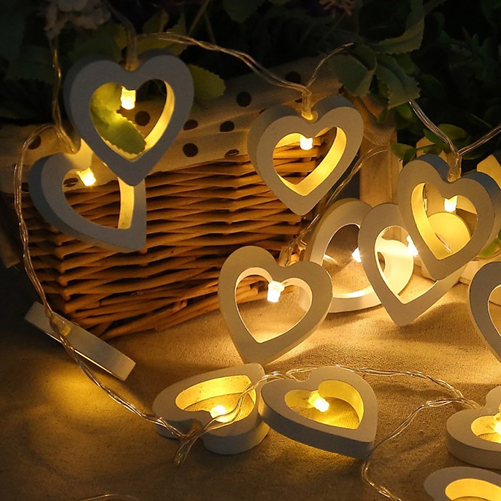 élégante réception de mariage fête 3m 20led amour coeur led guirlande lumineuse en bois guirlandes lumineuses pour fenêtre chambre intérieur extérieur décor décoration de fête de mariage de Noël de 2025 ? $11.99 –P8