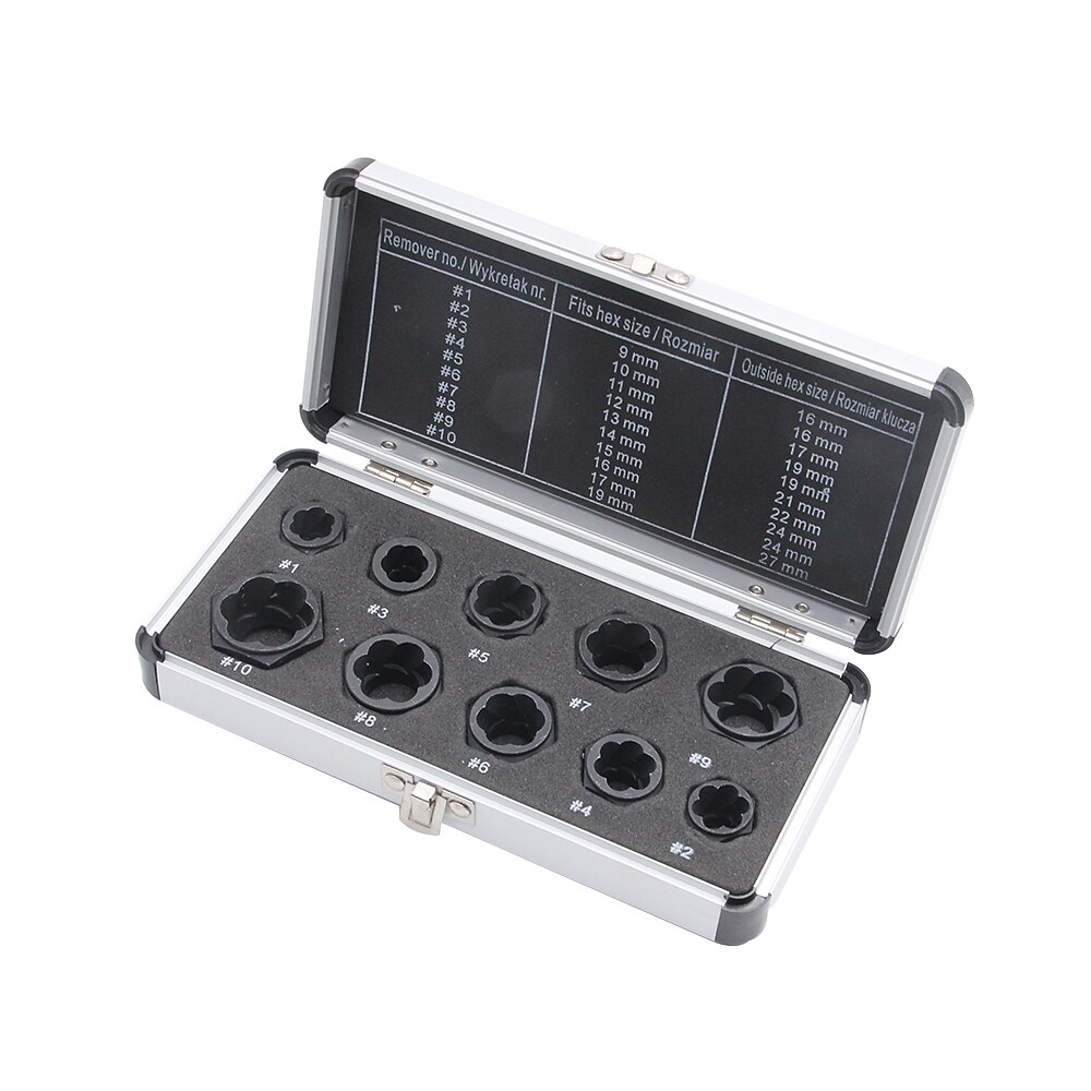 10Pcs Socket Set Nut Screw Remover Adopter Damaged Nut Bolt 9-19MM Car Extractor Threading Tool Box Electric Drill Accessories 2025 - $27.99 –P5
