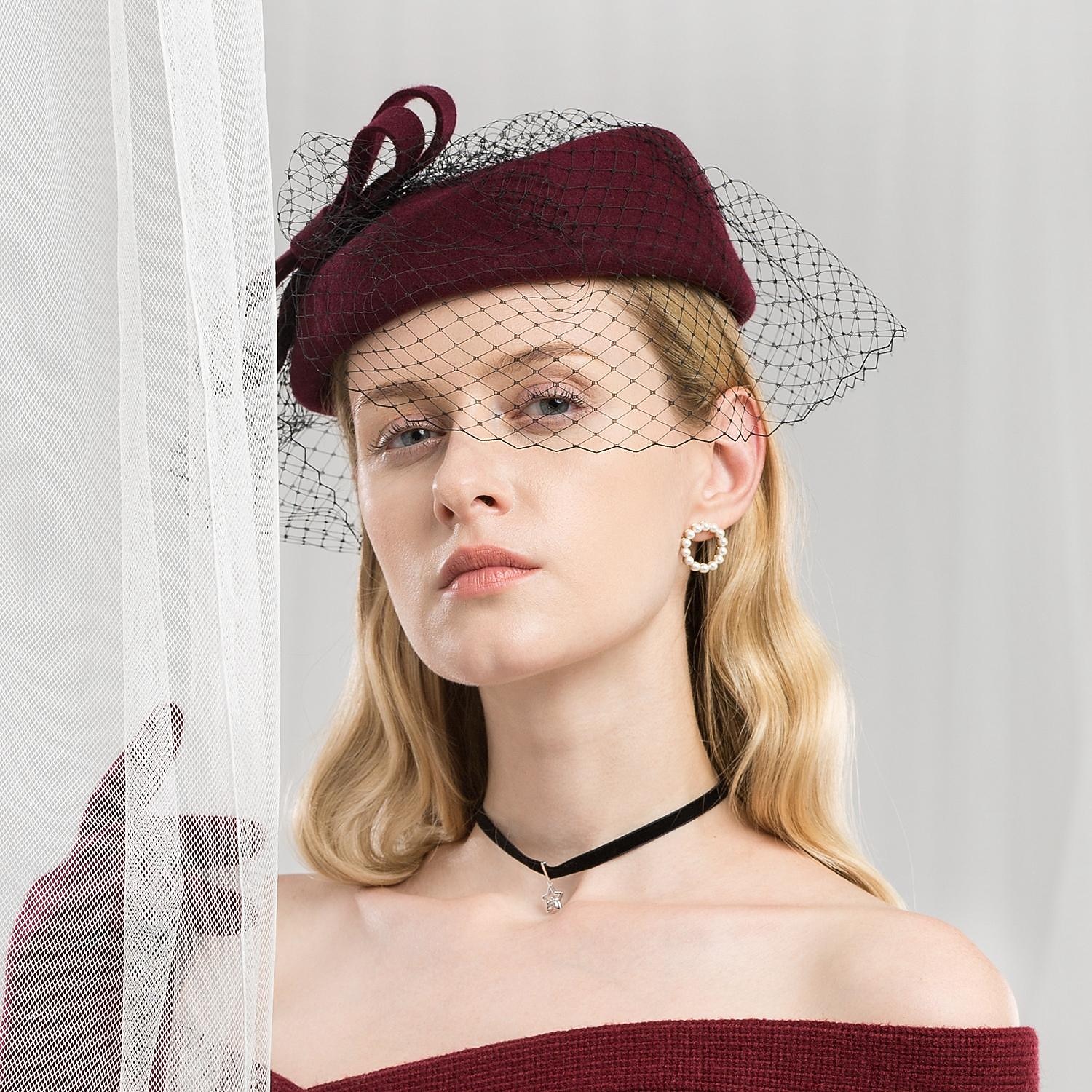 100% Lã Chapéu de Kentucky Derby / Chapéus com Laço 1pç Casual / Roupa Diária Capacete de 2026 por QAR 166.9 –P7
