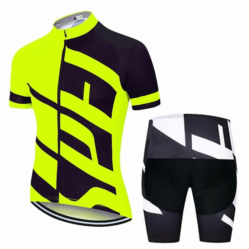 Per uomo Maglia da ciclismo con pantaloncini Manica Corta Mountain Bike MTB Ciclismo su strada Estate Blu Bianco Giallo Lettere & Numeri Bicicletta Cuscinetto 3D Asciugatura Rapida Tasca Posteriore del 2026 a $43.99 –P6
