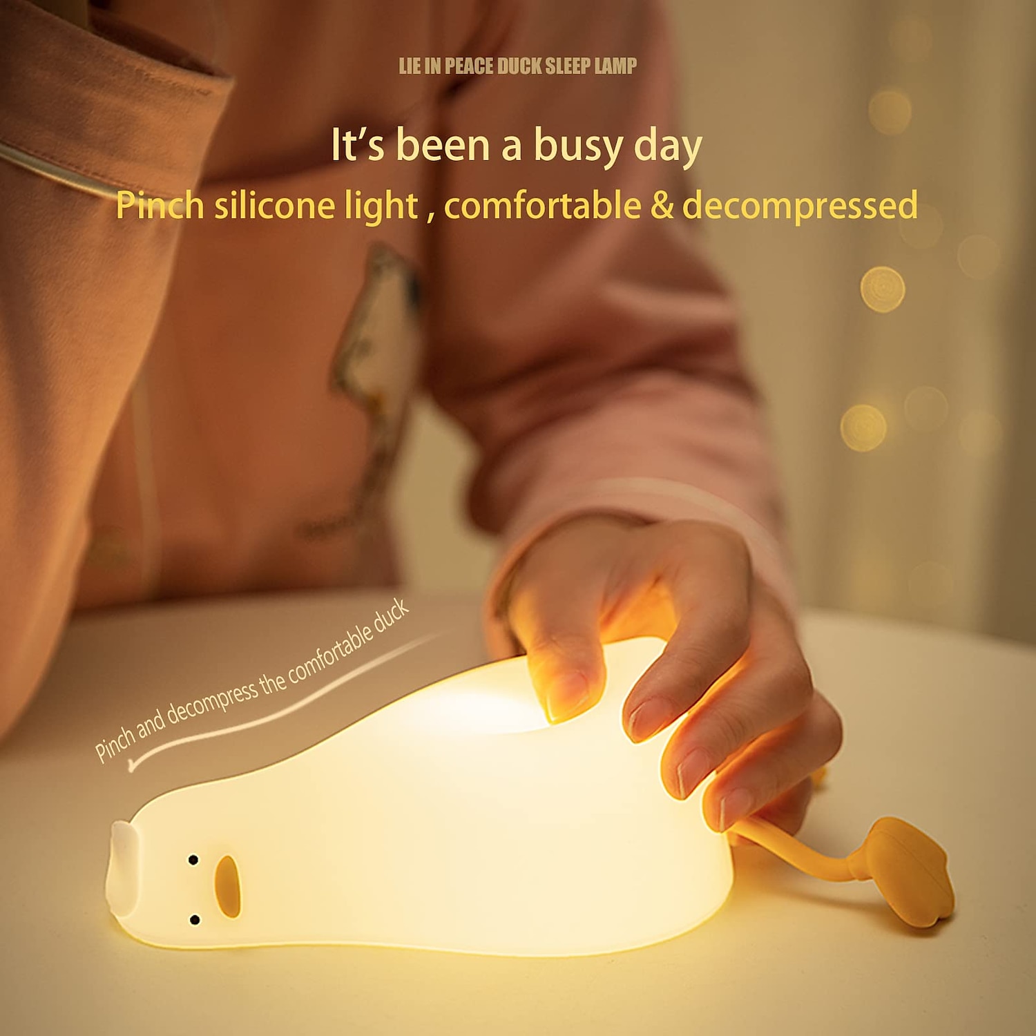 Lying Flat Duck Night Light, LED Squishy Duck Lamp, Cute Light Up Duck, Silicone Dimmable Nursery Nightlight, Rechargeable Bedside Touch Lamp for Breastfeeding 2025 - $27.99 –P6