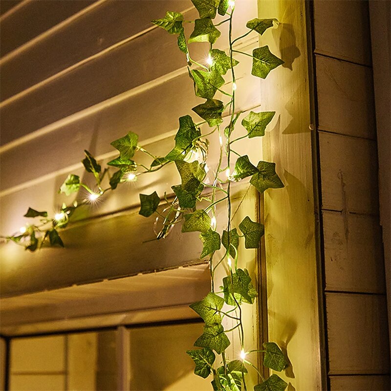 piante artificiali led luci a corda 2m rampicanti foglie verdi casa natale matrimonio esterno edera vite luci fatate decorazione lampada fai da te giardino pensile patio cortile (senza batteria) del 2025 a $16.49 –P7