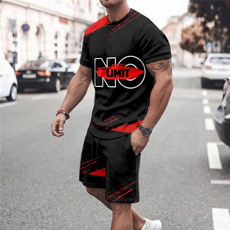 Herren Grafik Poker 2St T-Shirts-Sets Passende Sets Kurzarm Kurze Hosen Rundhalsausschnitt Mode Leicht Basic Straße Täglich Sport Druck Sommer Frühling Schwarz Weiß Gelb 2025 - $30.99 –P2
