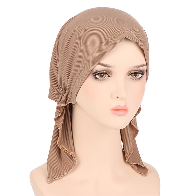 nuovo elastico di colore solido avvolgere la testa della sciarpa cappelli musulmano turbante cofano per le donne interno del cappello del hijab moda femminile turbanti cappellini del 2025 a $9.49 –P11