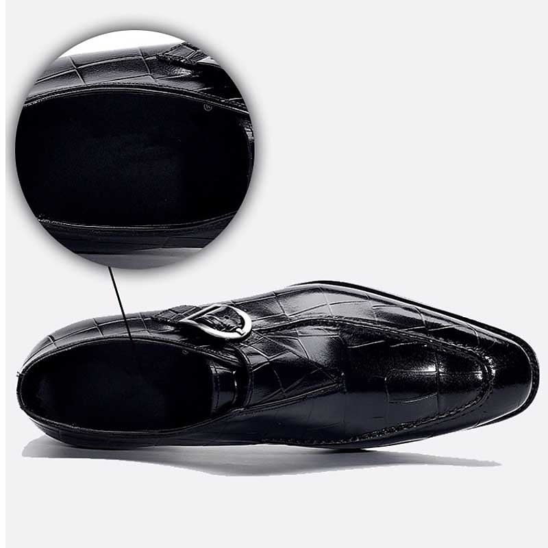 Burgunderrote Monkstrap-Schuhe aus Kunstleder mit Krokodilmuster für Herren – elegantes, formelles Schuhwerk mit Schnallendesign für Hochzeiten, das Business und besondere Anlässe 2025 - $46.99 –P3