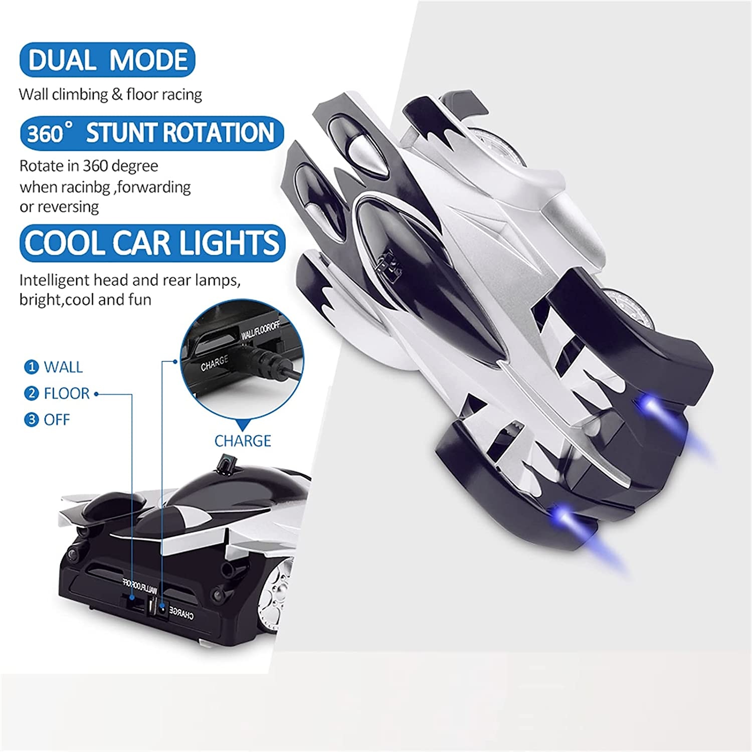 Carro de controle remoto de escalada de parede duplo modo 360 rotativo rc stunt carros de corrida de alta velocidade recarregáveis com farol recarregável brinquedos para meninos presente para crianças de 2025 por $56.99 –P3