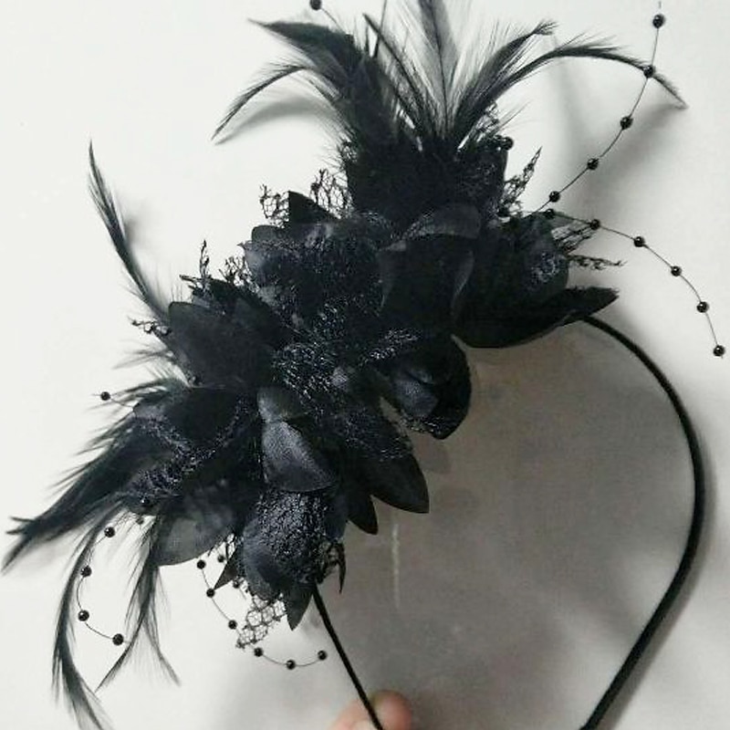fascinators håndlaget kentucky derbyhatt brudehodeplagg fjærhodeplagg barnesceneforestilling fjærhodeplagg hårbøyle 2025 - $6.99 –P2