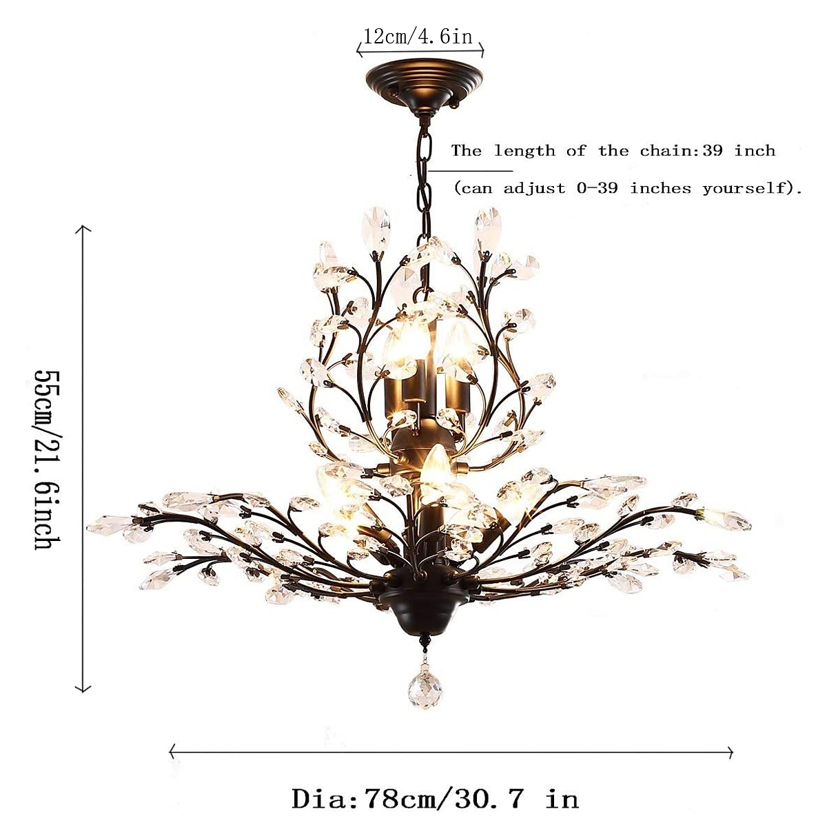 Crystal Chandelier Retro 4 Heard 8 Heard Chandeliers K9 Transparent Crystal Chandelier Ceiling Lamp Living Room Bedroom Dining Room Porch Corridor 2025 - $378.29 –P2