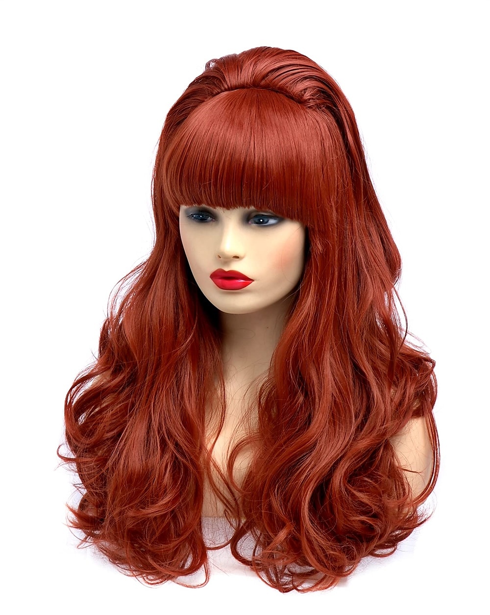Parrucche a Nido d'Api Parrucca Lunga Ondulata Bionda con Frangia Grande Bouffant per Donne adatta per gli Anni '80 o Festa Parrucche di Halloween del 2025 a $30.99 –P10