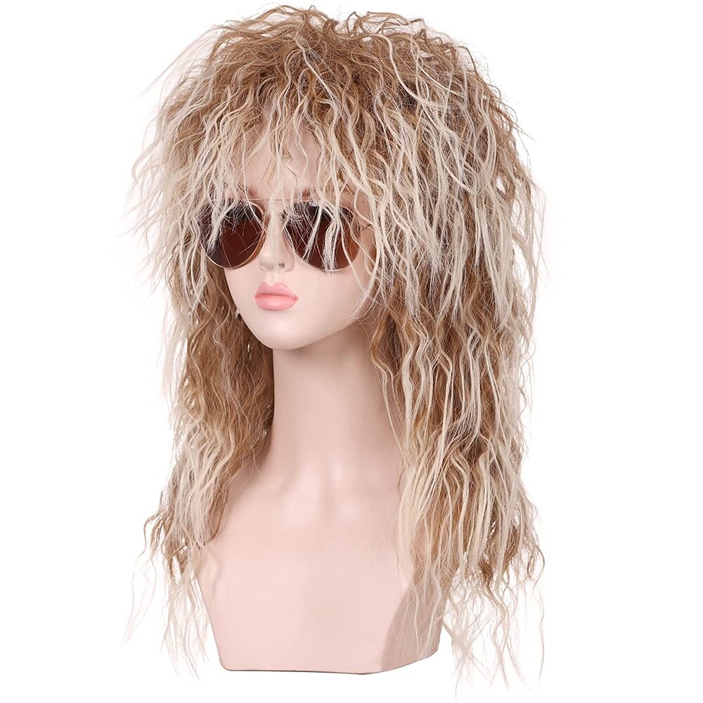 Funny mens Carnival costume Wig Mens 70s 80s Long Curly Black Rocker Costume Wig Halloween Wigs 2025 - $21.99 –P16