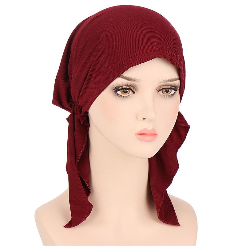 nuovo elastico di colore solido avvolgere la testa della sciarpa cappelli musulmano turbante cofano per le donne interno del cappello del hijab moda femminile turbanti cappellini del 2025 a $9.49 –P10