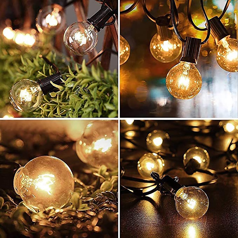Globe String Lights 15m/50FT 50LEDs G40 Outdoor Hanging Globe Patio Lights with 50 Clear Bulbs(2 Spare) UL Listed Connectable Backyard Lights for Indoor Outdoor Decor 50 Hanging Sockets E12 Base 5W Bulb Black 2025 - $60.99 –P15