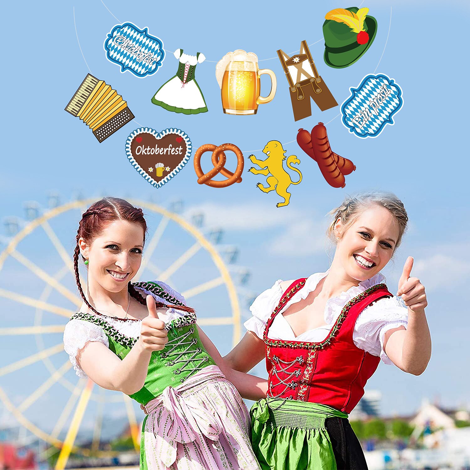 tysk oktoberfest fest trekke flagg München banner blå hvit rutere ferie dekorasjon forsyninger 2025 - €10.99 –P2