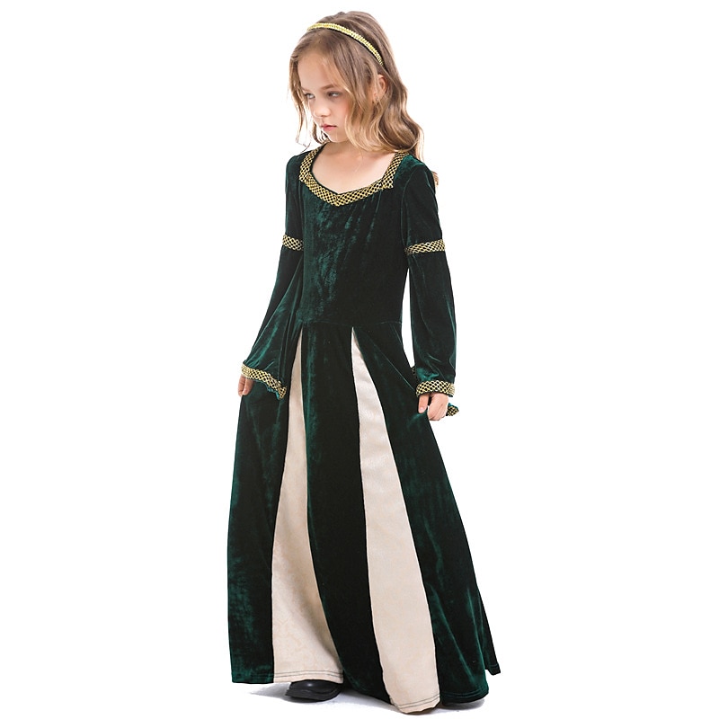 Vintage Medieval Renaissance 17th Century Dress Girls' Kid's Costume  Vintage Cosplay Party / Evening Long Sleeve Dress Halloween 2026 - $42.99