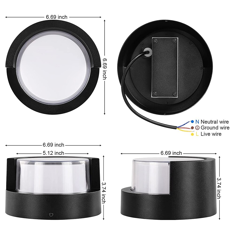 Outdoor Wall Lamp Porch Lamp 12W LED Matte Black Exterior Wall Lamp 3 Colors Can be Changed Suitable for Installing Wall Courtyard Lamp Garage Aisle Backyard Garden AC85-265V 2025 - $82.99 –P7
