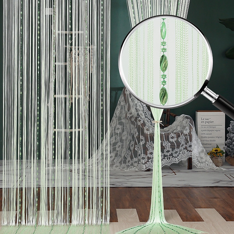 Stangentasche, bunte Strickschnur, Türvorhang, dichter Fransenvorhang, Fliegengitter, Fliegenvorhang, Raumteiler für Türfensterdekoration 2025 - $27.99 –P4