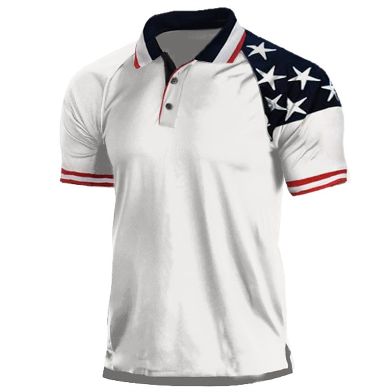 Per uomo Stella Veterani Patriottico Polo Maglia da golf Manica Corta Camicia Collo ripiegato Quotidiano Spiaggia Stampa 3D Bianco Vino Blu Reale Verde scuro Nero 3D Bottonato Abbigliamento Moda del 2026 a $23.99 –P2