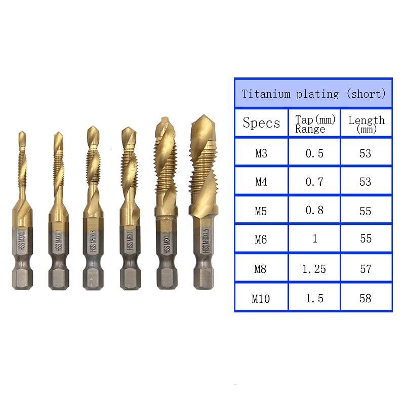 6pc HSS Composite Tap 60mm Extension Rod Drilling And Tapping Machine With Hole Tapping And Chamfering Tool Set 2025 - $21.99 –P6