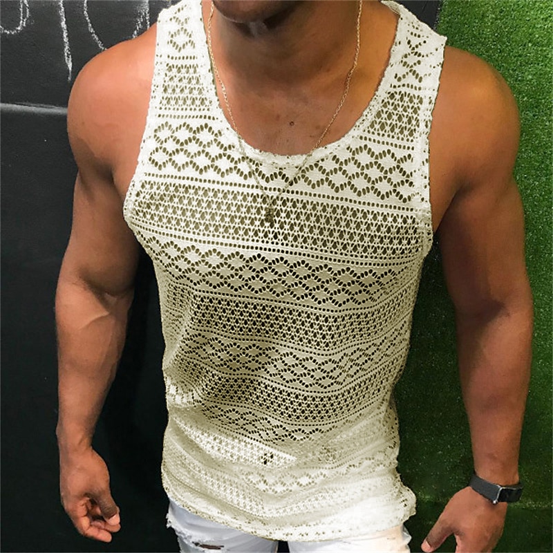Homme Débardeur Sous-Vêtements T-shirt sans manches Sans manches Col ras du cou Été Couleur Unie Mode Occasionnel Respirant Extérieur Rue Occasionnel Noir Blanche Rose Claire T-shirt haut de gamme de 2025 ? $20.99 –P1