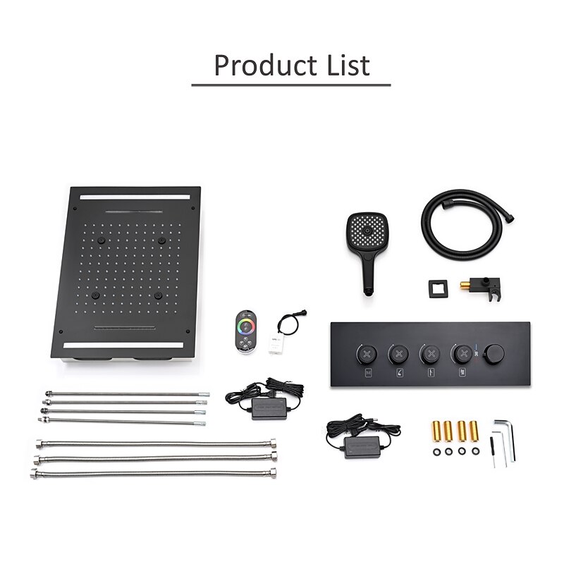 douchekraan, regendouchekopsysteem / thermostatische mengkraan set - regendouche waterval eigentijdse geschilderde afwerkingen monteren in messing klep baddouche mengkranen 2025 - $1052.99 –P5