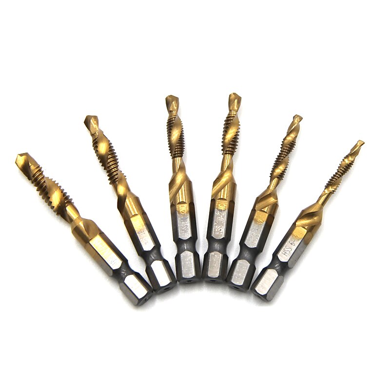 2025年 6pchss4341-複合タップドリルビットコバルトタップアメリカンコンビネーションドリルビット1/4インチ六角形クイックチェンジ金属ドリルツール  コレクション – $19.99 –P6