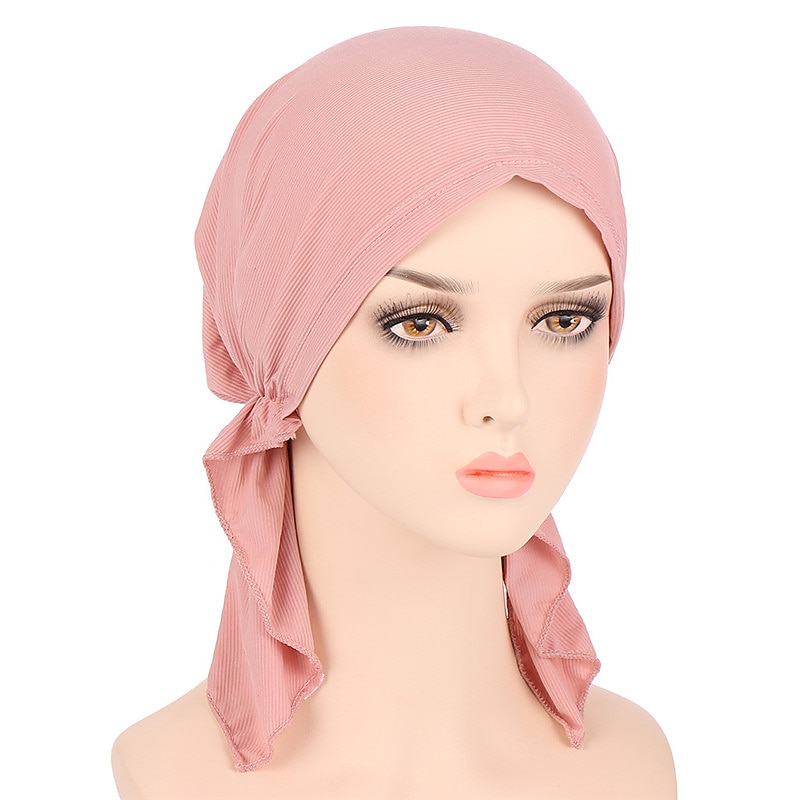 nuovo elastico di colore solido avvolgere la testa della sciarpa cappelli musulmano turbante cofano per le donne interno del cappello del hijab moda femminile turbanti cappellini del 2025 a $9.49 –P8