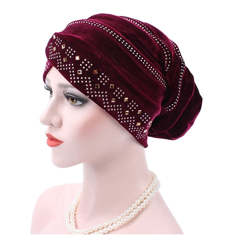 hijab interno di colore solido berretti turbante musulmano per le donne con trapano etnico islamico avvolgere testa turbante pronto da indossare hijab bonnet del 2025 a $11.99 –P4