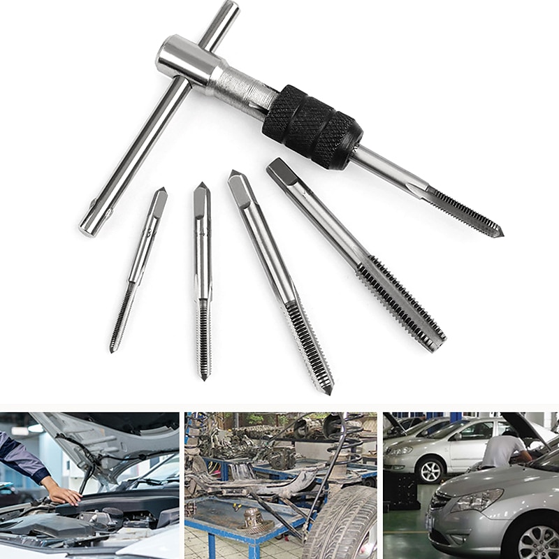 Portable 6pcs T-type Wrench Drill Set Hand Tapping Tools Machine Screw Thread Tap Twist Bit M3/M4/M5/M6/M8 Tap Set DIY Tool 2025 - $7.99 –P10