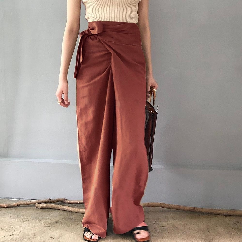 Women's Dress Pants Culottes Wide Leg Wide Leg Full Length Faux Linen Side Pockets Baggy Mid Waist Fashion Party Casual Black Khaki M L Summer Spring &  Fall 2023 - US $26.99 –P12