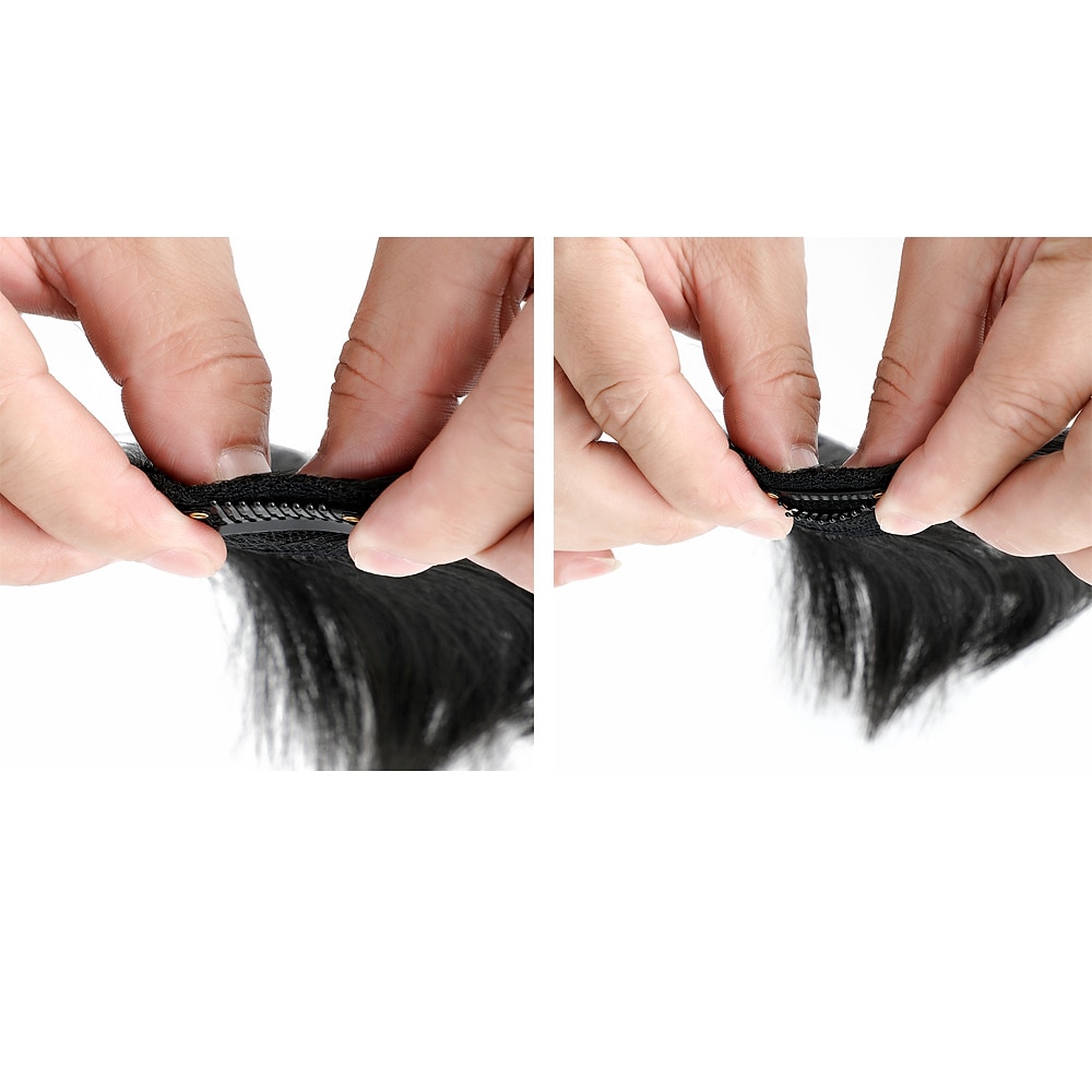 lugg hårspänne i förlängningar naturlig lugg lugg clip-on front snygg platt bang i ett stycke långt rakt hårstycke för kvinnor 2025 - $14.49 –P7