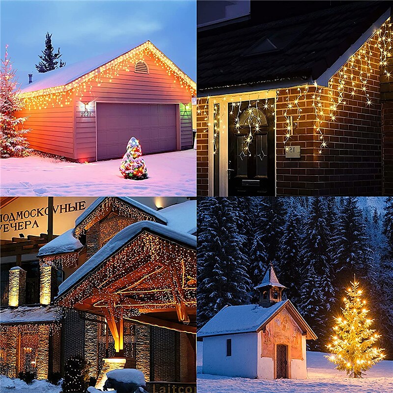 led jégcsap lámpák 3/5m 256 led tündérfüzér lámpa kültéri napelemes függöny lámpák ablakhoz karácsonyi parti kerti udvar ünnepi dekor világítás távirányítóval 2025 - $47.99 –P9