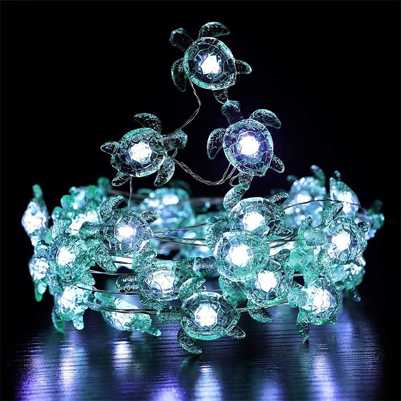 Guirlande lumineuse décorative tortue de mer 5.7m 40leds usb plug-in fil de cuivre argenté guirlande lumineuse thème plage pour projets de décoration intérieure extérieure (télécommande blanc froid de 2025 ? $26.99 –P3
